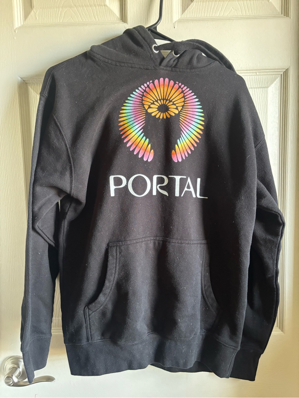 Jim James Aeropostale Black Hoodie with Rainbow Portal Floral Graphic